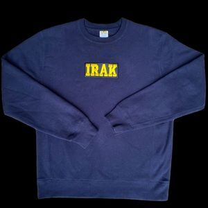 IRAK Navy Box Logo Crewneck